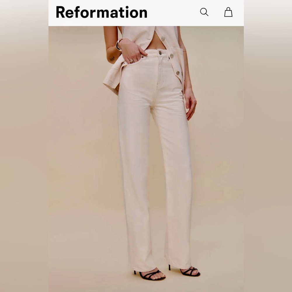 NWT Reformation Wilder High Rise Wide Leg Jeans Ivory - Size 29